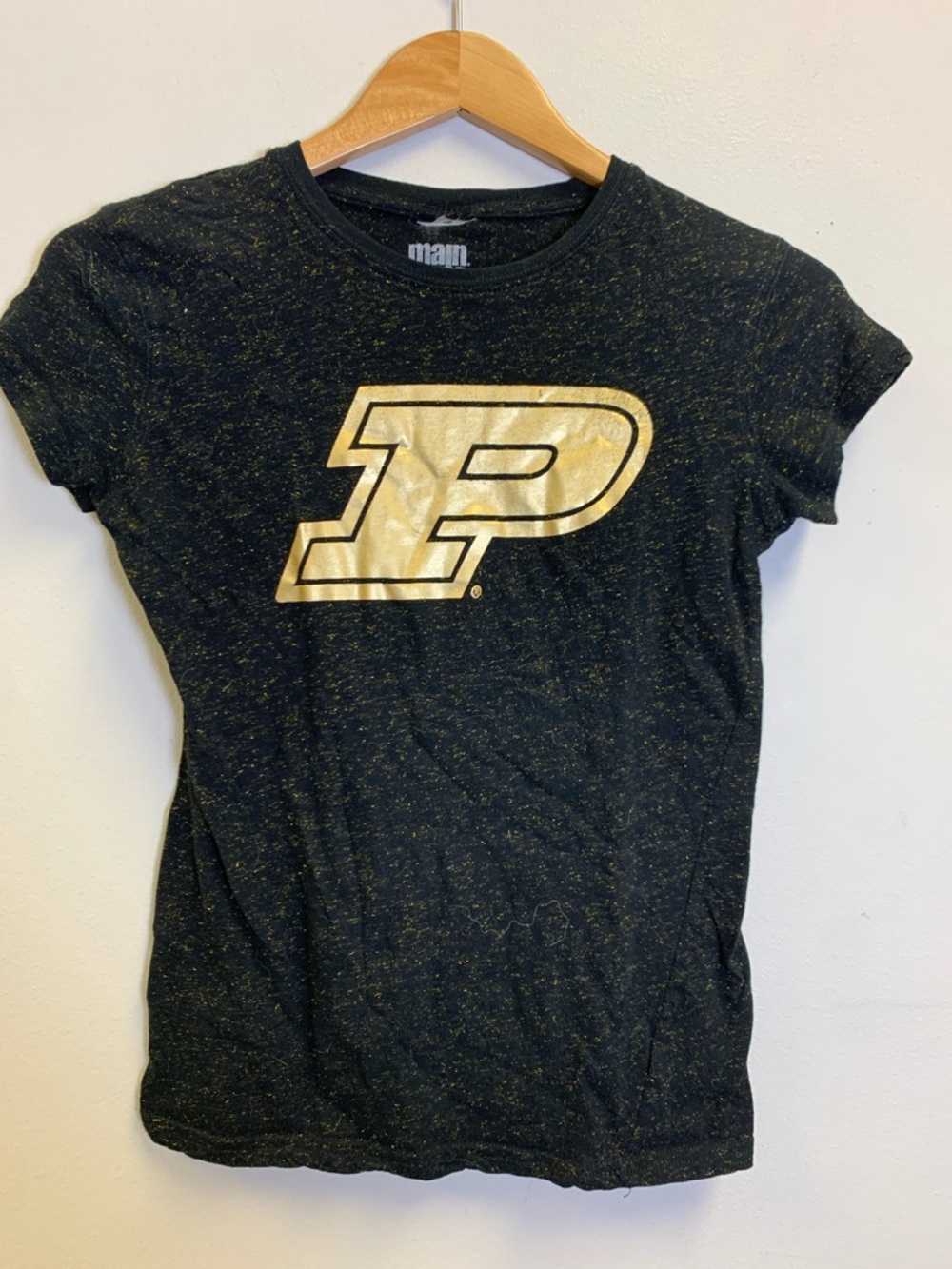 Main Gate Purdue University Women's Black & Gold Short Sleeve Tee